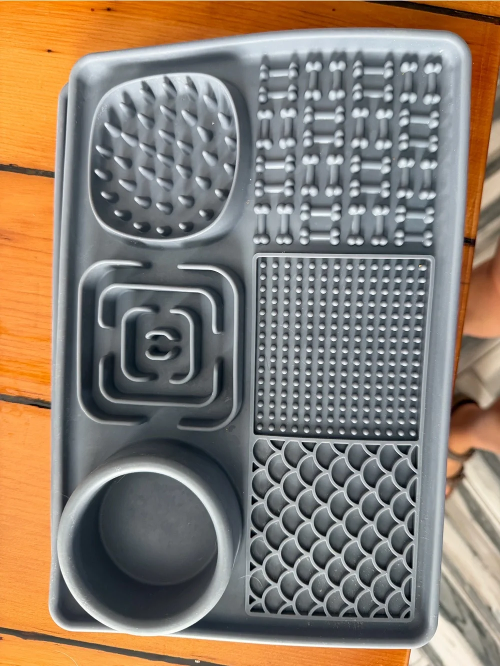 Gray Silicone lick Mat with Compartments